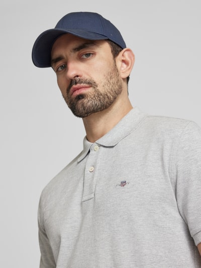 Gant Regular fit poloshirt met labelstitching Middengrijs gemêleerd - 3