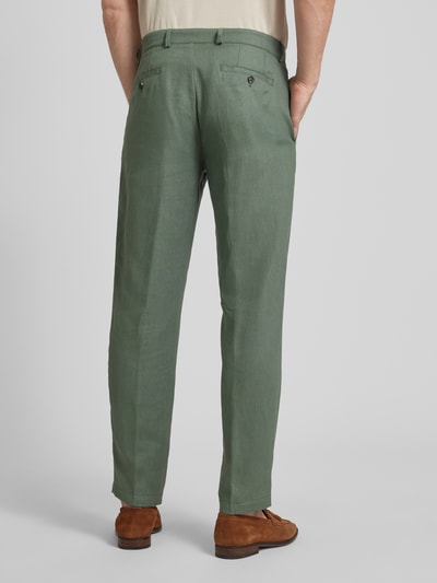 CG - Club of Gents Tapered fit pantalon met bandplooien, model 'OLE' Groen - 5