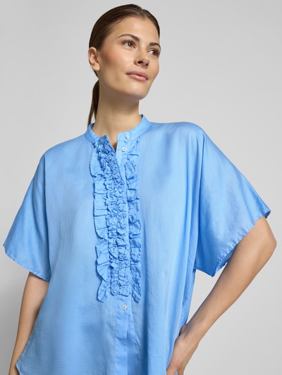 0039 Italy Relaxed Fit Bluse mit Rüschen Modell 'DAISY' Bleu 3