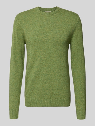 Blend Gebreide pullover met ribboorden, model 'BRANKO' Olijfgroen gemêleerd - 2