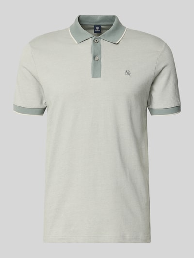 Produktfoto, Regular Fit Poloshirt mit Logo-Stitching von Lerros, hellgrau, Polokragen, kurze Knopfleiste, strukturierte Oberfläche