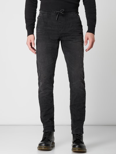 Tom Tailor Denim Skrócone jeansy o kroju jogger fit z efektem znoszenia Czarny 4