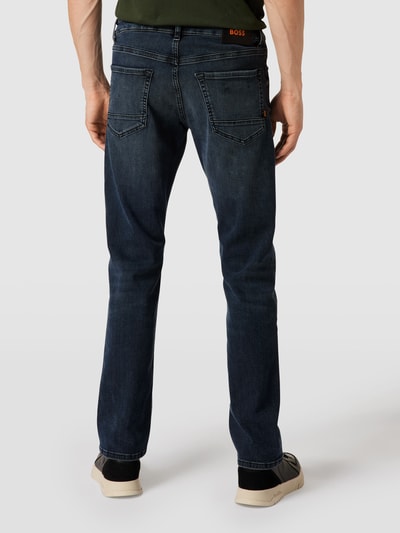 BOSS Orange Regular fit jeans met labeldetail, model 'MAINE' Rookblauw - 5