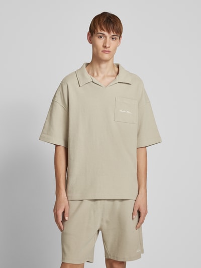 ANOTHER COTTON LAB Oversized Poloshirt mit V-Ausschnitt Offwhite 4