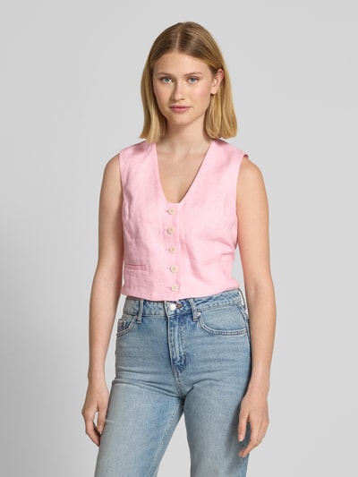 Mango Weste aus Leinen mit Knopfleiste Modell 'BORELI' Hellrosa 4