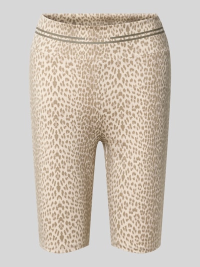Produktfoto, Radlerhose im Allover-Look Modell 'Roxie' von OH APRIL, beigefarbene Leopardenmusterung, glatte Textur, Lyocell-Elasthan-Mix