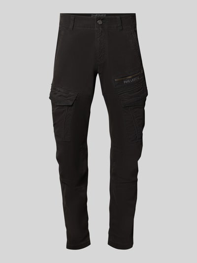 Produktfoto, Slim Fit broek uit katoenmix in cargo-look van PME Legend, heren, zwart met opgestikte zakken, knoop- en ritssluiting, Bandwijdte maat 32/32: 44 cm, Binnenbeenlengte maat 32/32: 80 cm