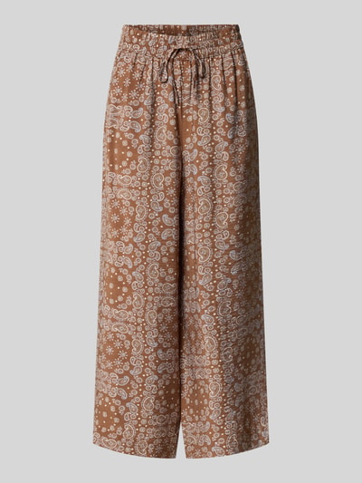 Produktfoto, Relaxed Fit Culotte aus Viskose-Mix von s.Oliver RED LABEL in Braun mit weißem Paisley-Muster, lockere Passform, glatte Textur