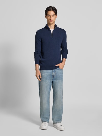 MCNEAL Strickpullover aus Lammwolle Dunkelblau Melange 1