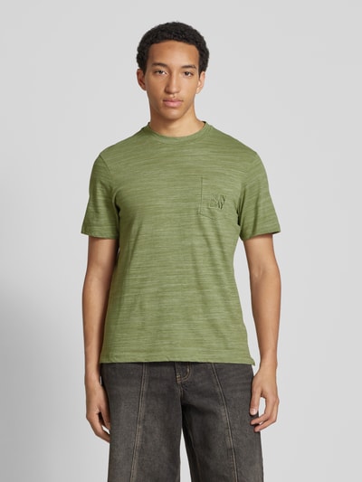 Blend T-Shirt mit Motiv-Stitching Modell 'UEFFI' Oliv 4