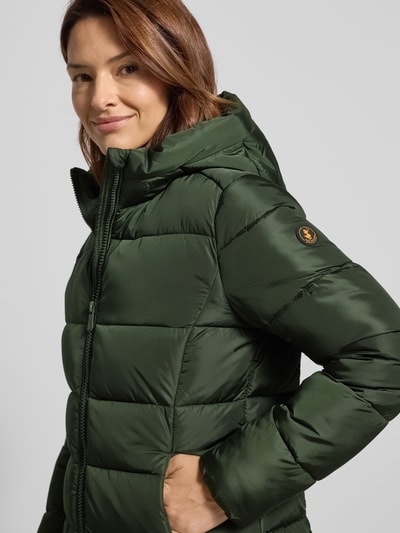 SAVE THE DUCK Gewatteerde lange jas met tweewegsritssluiting, model 'Taylor' Olijfgroen - 3