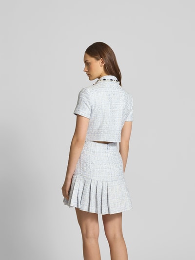 Self-Portrait Knielanges Kleid mit Hemdblusenkragen Hellblau 5