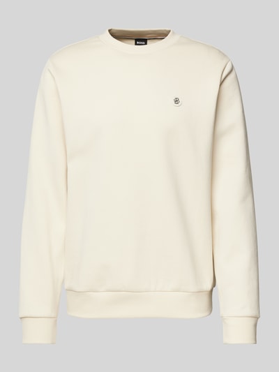 BOSS Sweatshirt met labelbadge, model 'Sharpe' Offwhite - 2