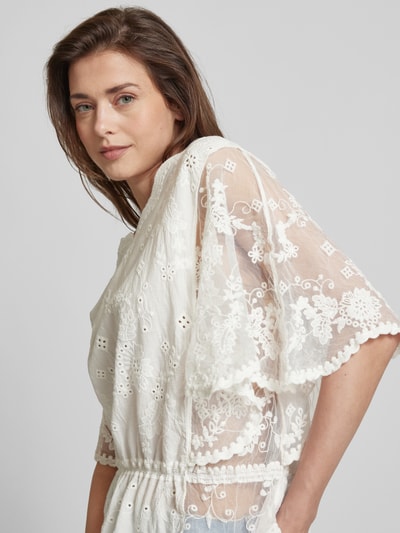 Apricot Bluse mit Häkelspitze Weiss 3