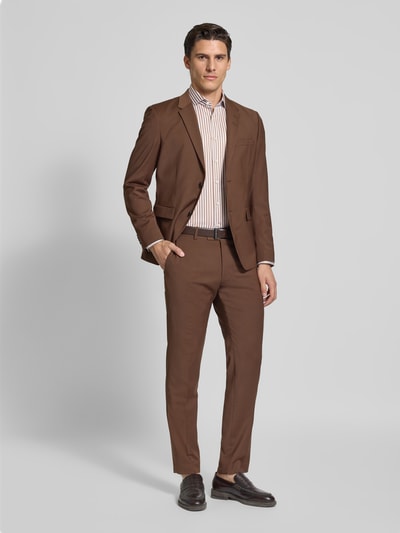 Jake*s Slim fit zakelijk overhemd met haaikraag Donkerbruin - 1