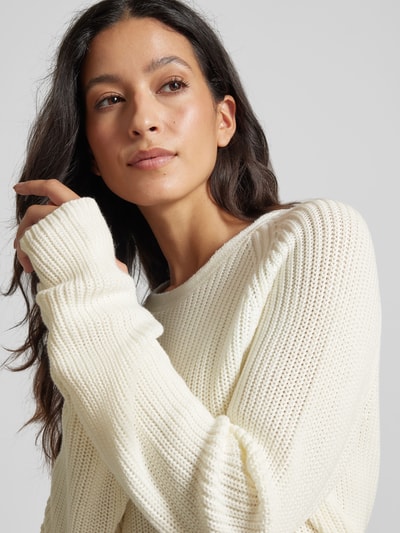 Fynch-Hatton Sweter z dzianiny z prążkowanymi wykończeniami Złamany biały 3