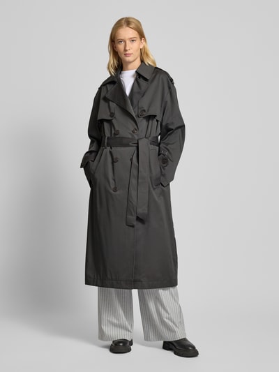 Karo Kauer Trenchcoat mit Bindegürtel Anthrazit 4