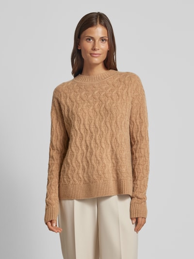 Christian Berg Woman Gebreide kasjmier pullover met ronde hals Camel - 4