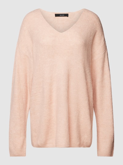 VERO MODA Strickpullover mit V-Ausschnitt Modell 'CREWLEFILE' Rosa Melange 2