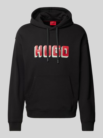 HUGO Hoodie met labelprint, model 'Diqerio' Zwart - 2