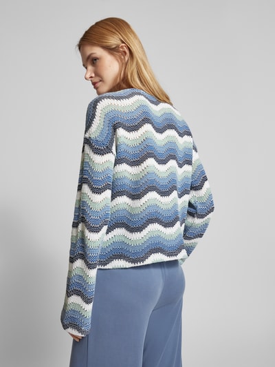 Jake*s Casual Strickpullover mit Allover-Muster Rauchblau 5