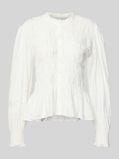 Neo Noir Slim fit overhemdblouse met ballonmouwen, model 'Mocca' Wit - 2