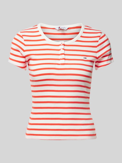 Tommy Jeans T-Shirt mit Henley-Ausschnitt Hellrot 1