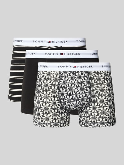 Produktfoto, Obcisłe bokserki z mieszanki bawełny w zestawie 3 szt. Trunks aus Baumwoll-Mix im 3er-Pack von Tommy Hilfiger, efekt: jednolity kolor, wzór na całej powierzchni, pas z logo, elastyczny, materiał: mieszanka bawełny