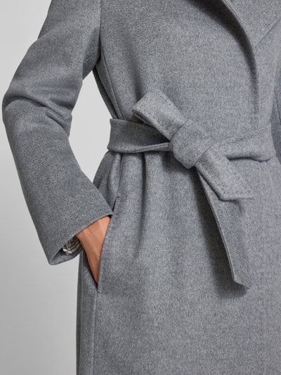 Max Mara Studio Regular Fit Robenmantel aus reiner Schurwolle Modell 'BCOLLAG' Mittelgrau Melange 3