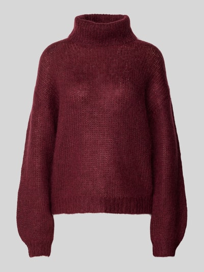 YAS Oversized gebreide pullover met ribboorden, model 'LAMBI' Bordeaux - 2