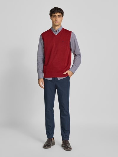 Fynch-Hatton Pullunder mit Logo-Detail Modell 'Slipover Superfine' Dunkelrot 1