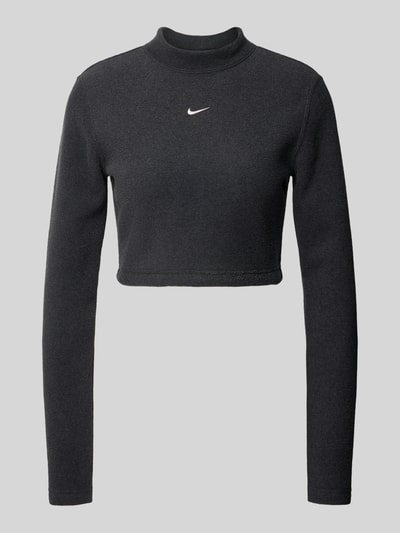 Nike Bluzka krótka z długim rękawem i wyhaftowanym logo Czarny 2