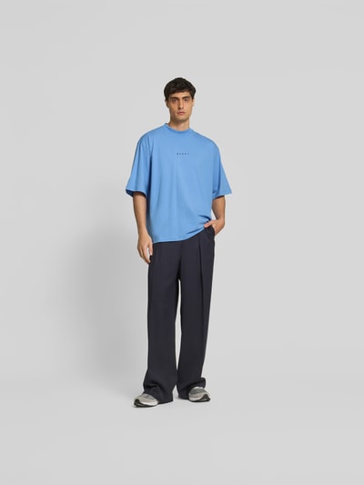 Marni Oversized T-Shirt mt Label-Print Blau 1