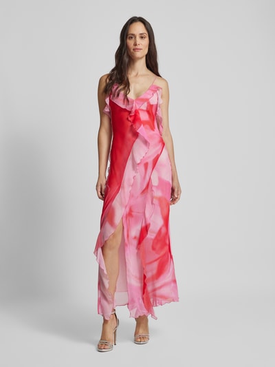 Mango Maxikleid mit Volants Modell 'AZALEA' Pink 4