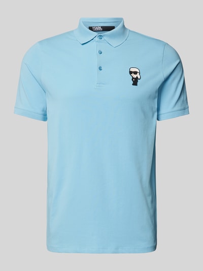 Karl Lagerfeld Slim fit poloshirt met labelpatch Lichtblauw - 2