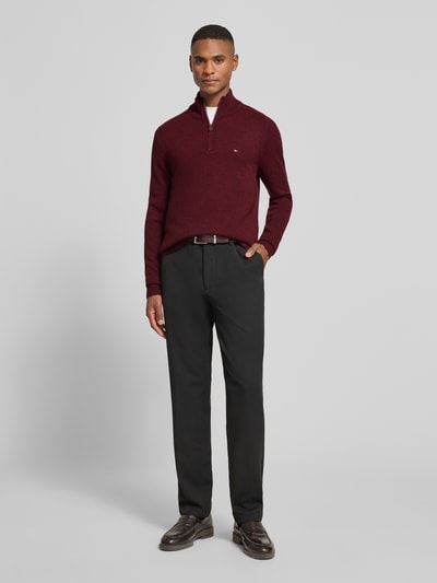Tommy Hilfiger Regular Fit Troyer aus reiner Wolle Bordeaux 1