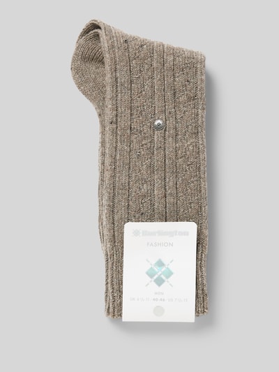 Burlington Socken aus Woll-Mix mit Label-Detail Modell 'Tweed' Mittelgrau Melange 3