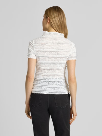 VERO MODA Slim Fit T-Shirt mit Strukturmuster Modell 'ABIGAIL' Weiss 5