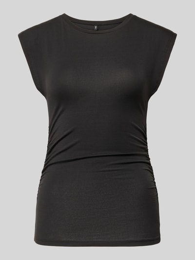 Produktfoto, Slim Fit T-Shirt aus Lyocell-Mix Modell 'AVASARAH' von Vero Moda, Optik: Unifarben, Passform: Slim-Fit, seitliche Raffungen, Rundhals, Kurzarm.