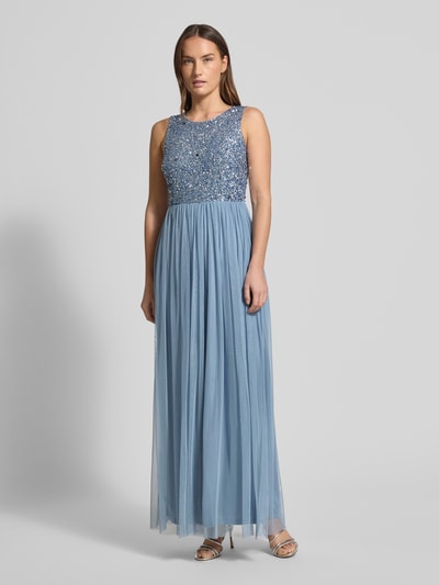 Lace & Beads Sukienka wieczorowa z obszyciem cekinami Błękitny 4