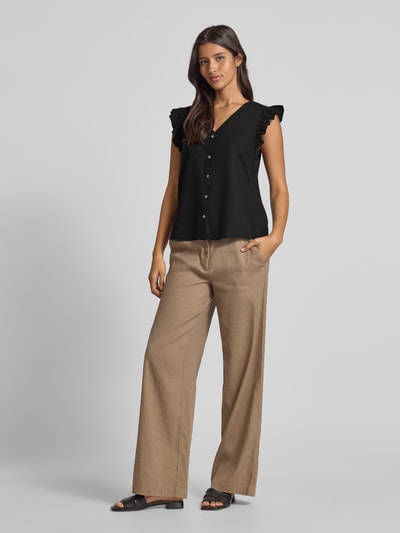 B.Young Regular fit linnen blousetop met V-hals, model 'FALAKKA' Zwart - 1