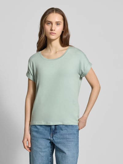 Only Regular fit T-shirt met viscose, model 'MOSTER' Mintgroen - 4