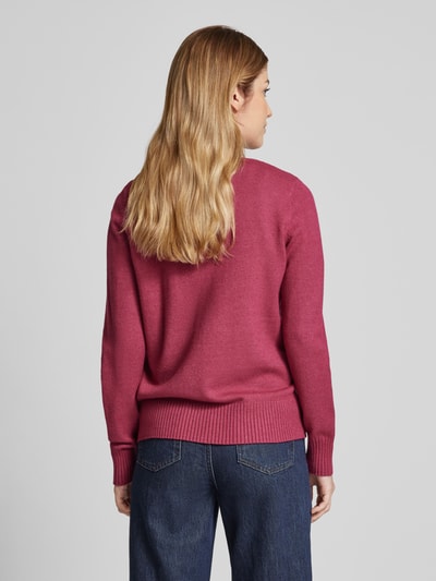 Christian Berg Woman Gebreide pullover met afgeronde V-hals Fuchsia gemêleerd - 5