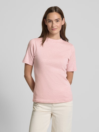 Christian Berg Woman T-Shirt mit geripptem Stehkragen Altrosa Melange 4