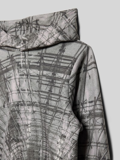 Productfoto, Regular Fit Hoodie met katoen van s.Oliver RED LABEL, all-over motief, regular fit, capuchon, lange mouw, grijstinten, zachte textuur.