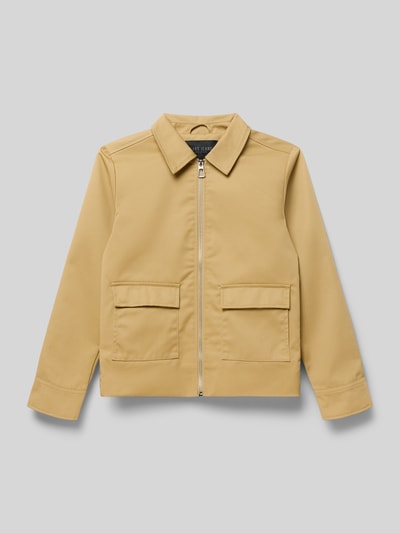 Produktfoto, Regular Fit Jacke mit Umlegekragen Modell 'Stevo' von CARS JEANS in Beige, Material-Mix mit Baumwoll-Anteil, Reißverschluss, aufgesetzte Taschen.