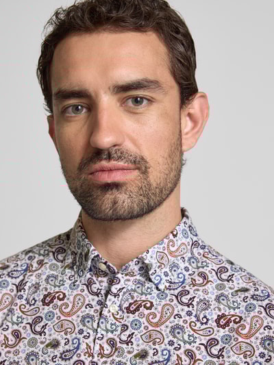 Christian Berg Men Regular Fit Freizeithemd aus reiner Baumwolle mit Kentkragen Weiss 3