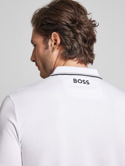BOSS Green Regular Fit Poloshirt mit Label-Stitching Modell 'Paddy' Weiss 3