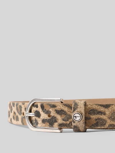 Produktfoto, Gürtel aus echtem Leder von Tamaris mit Optik:Allover-Muster, Dornschließe und Animal-Print, Struktur mit feiner Leder-Textur