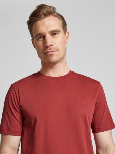 BOSS T-shirt met labelprint, model 'Thompson' Bordeaux - 3